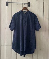 チュニック parkes パークス ローンミラクルウェーブドットプルオーバーチュニック ネイビー×緑ドット PH2622516