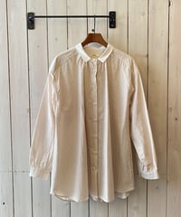 シャツ parkes パークス ストライプダブルワッシャー タイプライターギャザーシャツチュニック オレンジストライプ PW2621020