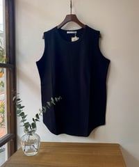 プルオーバー harmonie アルモニ オーガニックコットン裾ラウンドタンク ブラック 82040175