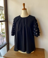 ブラウス ina イナ ドット袖ブラウス ブラック 261109