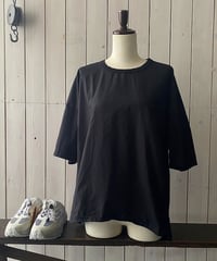 Tシャツ prit プリット ハイゲージ天竺×タイプライター切替5分袖Tシャツ クロ P92621