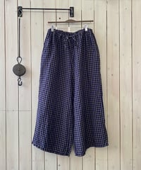 パンツ HTS エイチティーエス リネンチェックイージパンツ スモークグレー  LNHT1713LC
