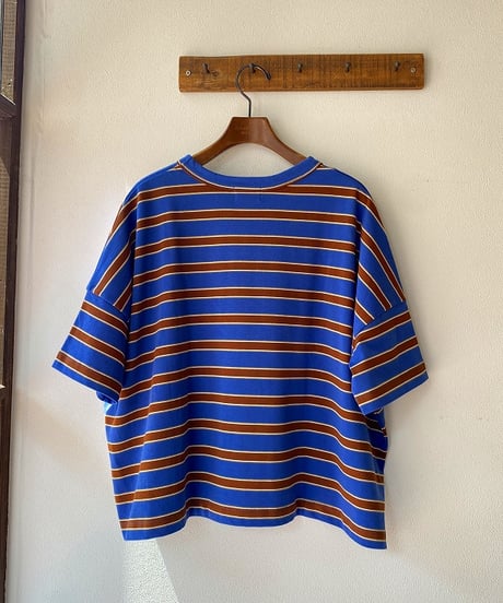 Tシャツ mao made マオメイド 天竺ボーダーワイドTシャツ ブルーベース 621212