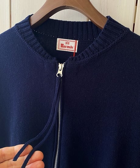 カーデ mao made マオメイド やわらかコットンダブルジップカーデ ブラックネイビー 611122