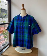 シャツ bluewillow ブルーウィロー コットンチェックポケットシャツ ブルー 01FUS11351