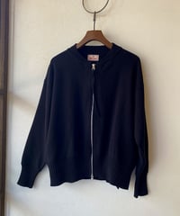 カーデ mao made マオメイド やわらかコットンダブルジップカーデ ブラック 611122