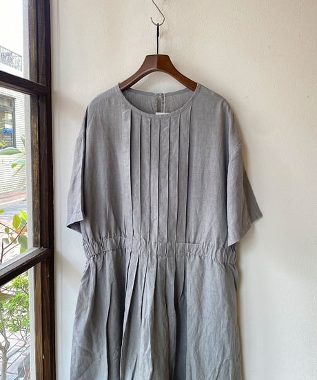 ワンピース bluewillow ブルーウィロー リネンタックワンピース グレイカーキ 01FUP15226