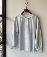 シャツ parkes パークス 袖ギャザーシャツ ストライプ PN26211020