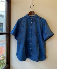 シャツ ina イナ コットンタイプライターフラワープリントシャツ ブルー 262150