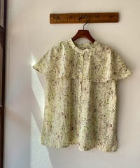 ブラウス ina イナ フラワープリントケープ風ブラウス イエロー 262124