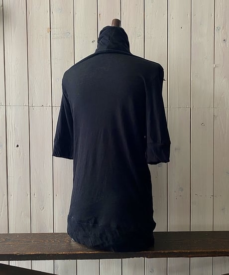 プルオーバー harmonie アルモニ ウォッシャブルガーゼタートル半袖 ブラック 62560075