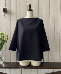 ブラウス TRAVAIL MANUEL トラバイユマニュアル シャドウサッカーTブラウス ブラック 3023-61
