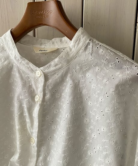 シャツ parkes パークス スタンドカラードルマンシャツ タンポポ×白ボタン PH2622504