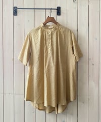 チュニック parkes パークス ローンミラクルウェーブドットプルオーバーチュニック ベージュ×緑ドット PH2622516