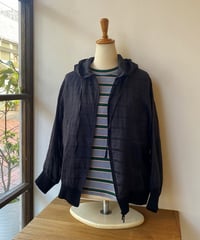 パーカー mao made マオメイド ヘルシーリネンFABRIC ニットリブドルマンスリーブパーカー ブラック 621309