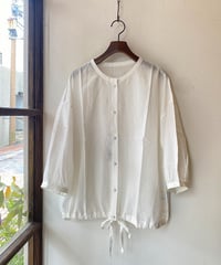 ブラウス bluewillow ブルーウィロー コットンリネンスソリボンハオリブラウス ホワイト 01FUP11310