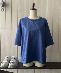 Tシャツ prit プリット ハイゲージ天竺×タイプライター切替5分袖Tシャツ アッシュネイビー  P92621