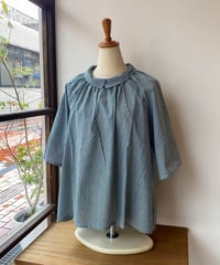 ブラウス bluewillow ブルーウィロー ギンガムチェックチビエリブラウス グリーン 01FUS11342