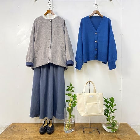 Le minor ロイヤルジーロン ウール メルトン ノーカラー コート M