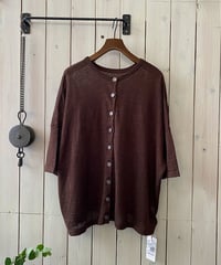 カーディガン mao made マオメイド UV加工リネンKNIT 2WAYハーフスリーブカーディガン ブラウン 621107