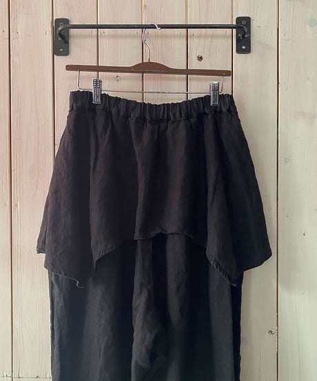 パンツ tumugu ツムグ ソリトリネンペプラムパンツ ブラック TB25423