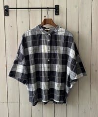 シャツ parkes パークス シャーリングタータン5分袖ドルマンシャツブラック PH2622514