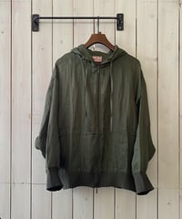 パーカー mao made マオメイド ヘルシーリネンFABRIC ニットリブドルマンスリーブパーカー カーキ 621309