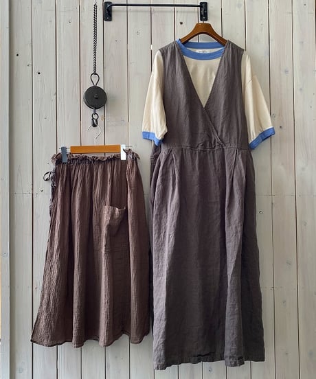 ワンピース tumugu ツムグ ソリトリネン×ボイルマルチラップスカート付