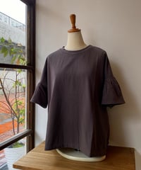 プルオーバー GALERIE TISSU ギャルリティシュ オーガニック裏毛ギャザスリーブプルオーバー モカ GT262CT035