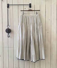 パンツ maison de soil メゾンドソイル コットンストライプピンタックキュロットパンツ  ホワイト INMDS26065