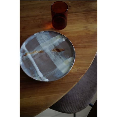 鈴木 恵麗子  /  Check　7寸皿　赤白土