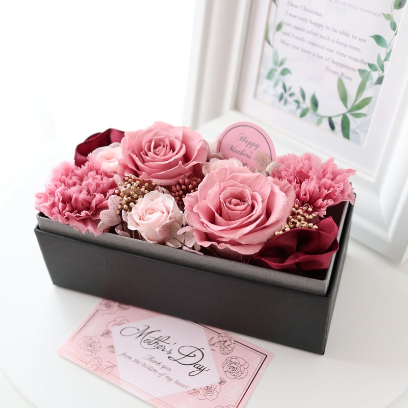 Preserved Flower】モーブピンクの上品なフラワーボックス｜誕生日・母