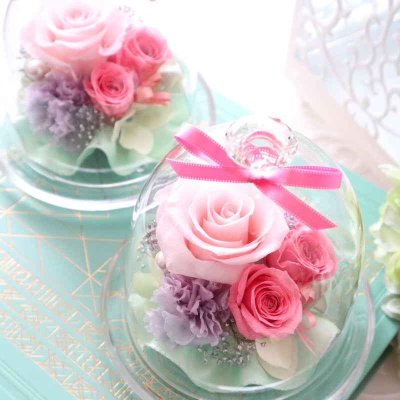 Preserved Flower】パステルカラーの可憐なガラスドーム｜誕生日・母の
