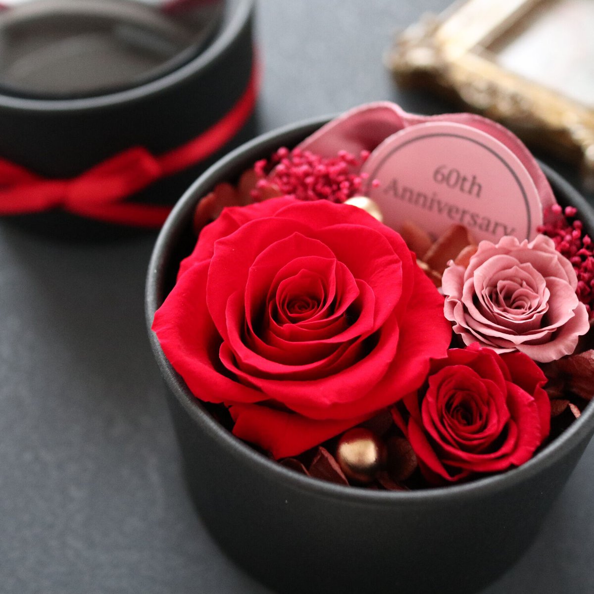 アンティークBoxフラワー❁⃘ フラワーボックス 四角ボックスMサイズ（レッド）｜郵便局の