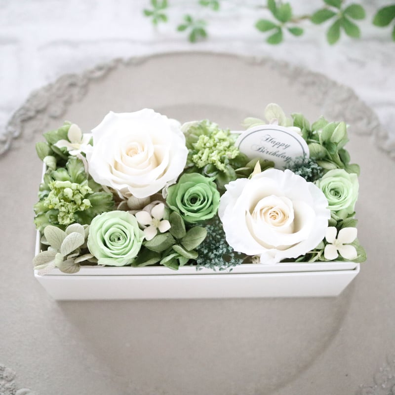 Preserved Flower】ホワイトローズのフレッシュ感あるグリーン系
