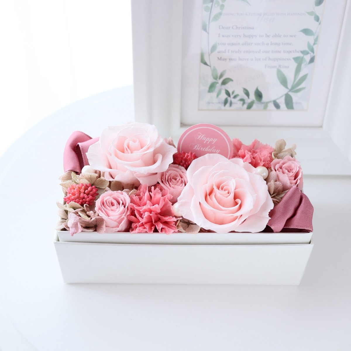 Preserved Flower】ピンクのバラとカーネーションの上品なフラワー