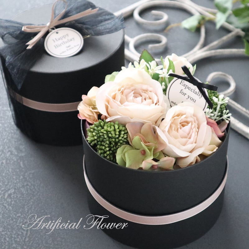Artificial Flower】シャンパンホワイトローズのフラワーボックス｜母