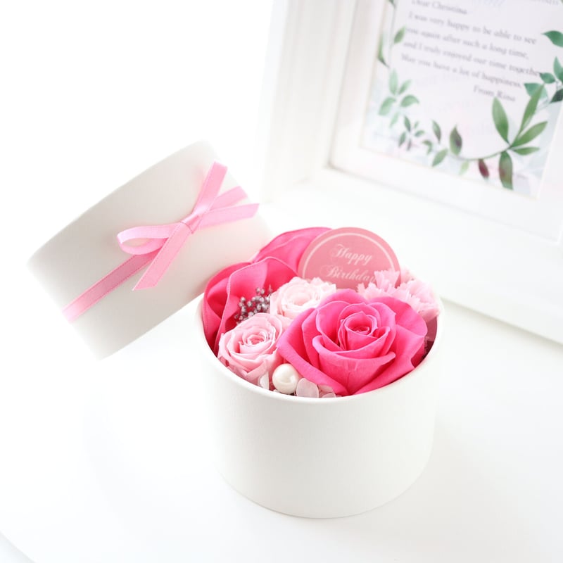 Preserved Flower】ローズピンクの華やかなプチフラワーボックス｜誕生