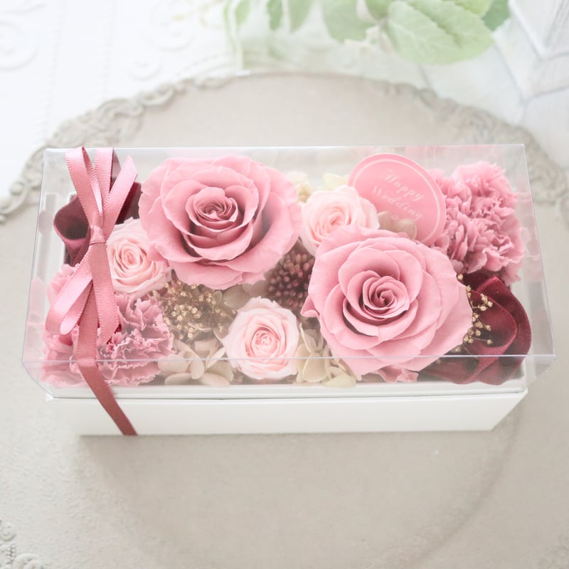 Preserved Flower】モーブピンクの上品なフラワーボックス｜誕生日・母