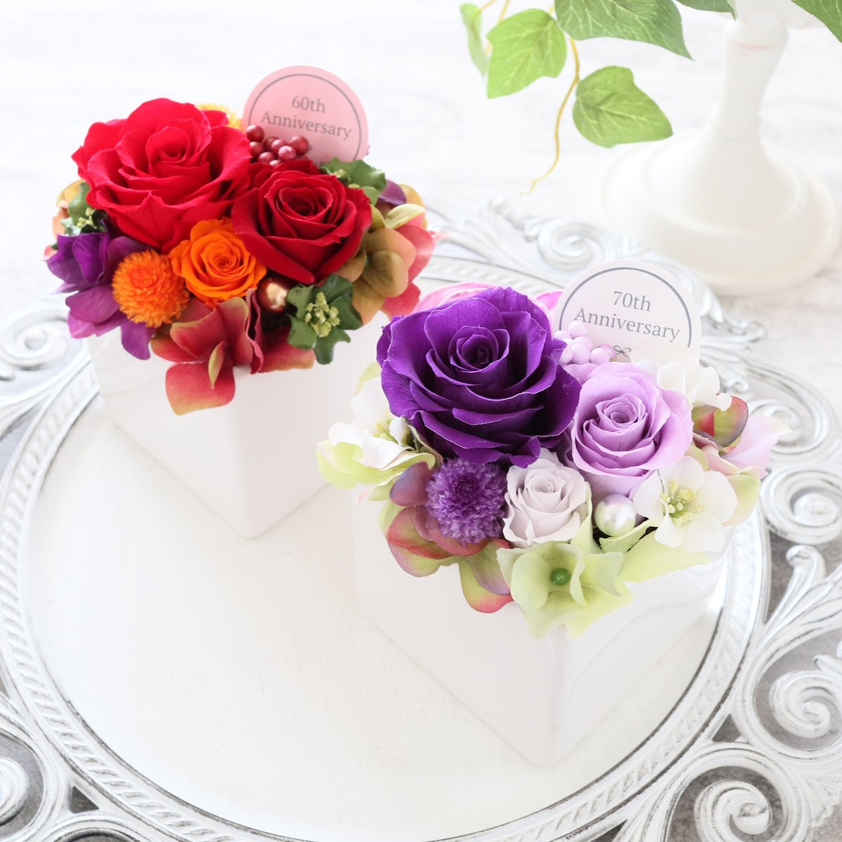 Preserved Flower】送料無料｜紫のバラの華やかなケース入り