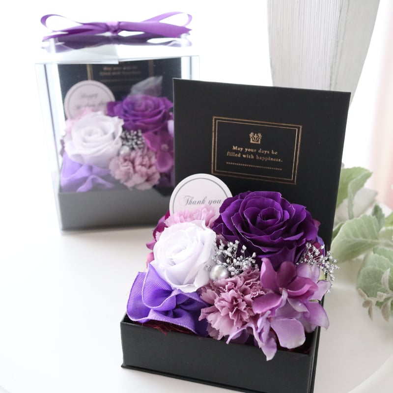 Preserved Flower】バイオレットのバラとカーネーションのクリアケース