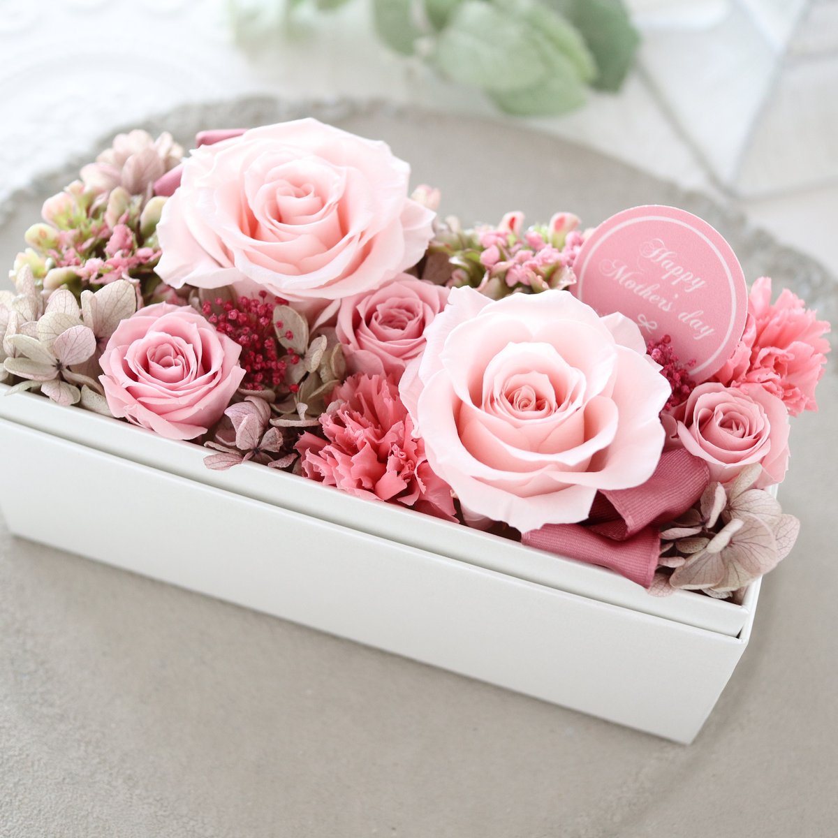 Preserved Flower】ピンクのバラとカーネーションの上品なフラワー