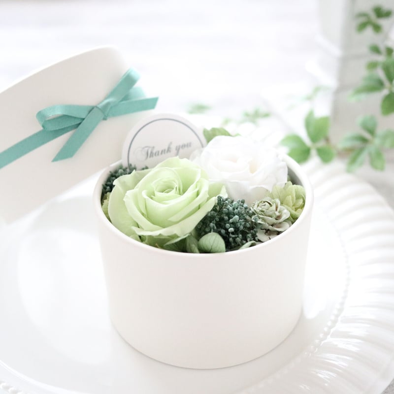 Preserved Flower】ライトグリーンのシンプルなプチフラワーボックス 