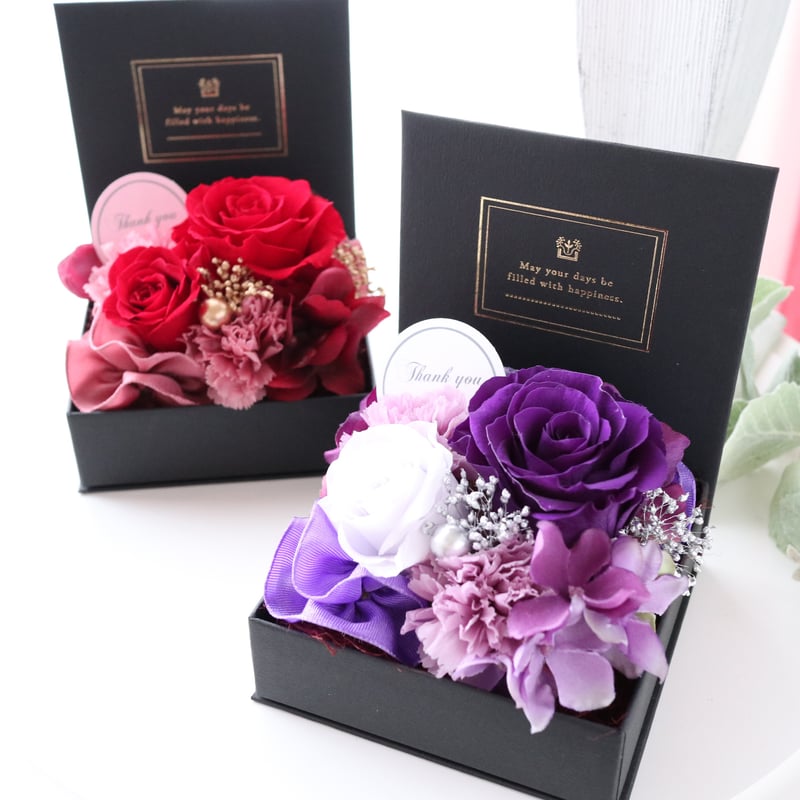 Preserved Flower】バイオレットのバラとカーネーションのクリアケース