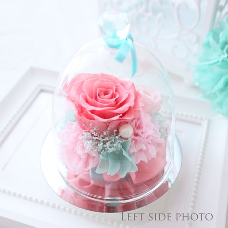 【Preserved Flower】ときめくようなバラ色の上品なガラスドーム｜母の日・記念日・結婚祝い・出産祝い等　pre.006