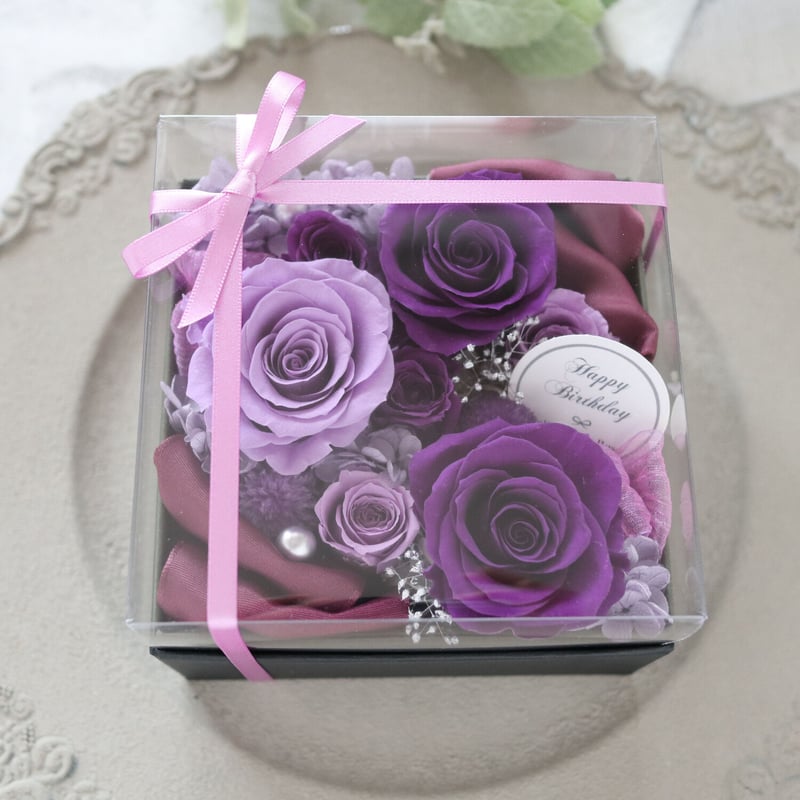 Preserved Flower】 古希・喜寿祝いに上質なバイオレッドのフラワー