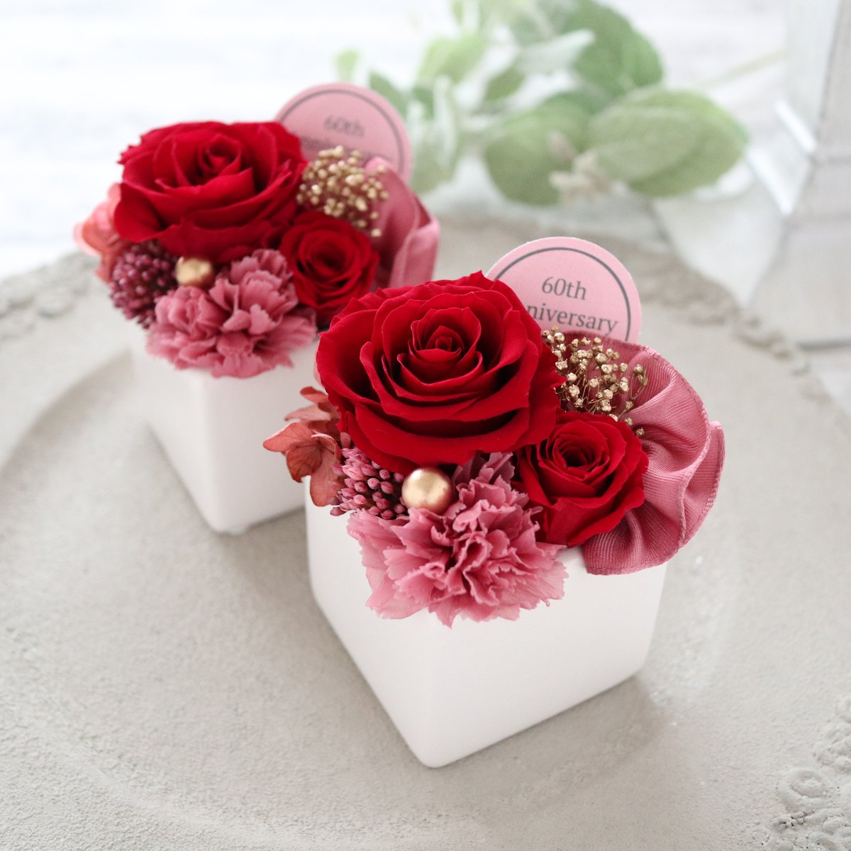 Preserved Flower】ワインレッドのお試しサイズのプチフラワーギフト 