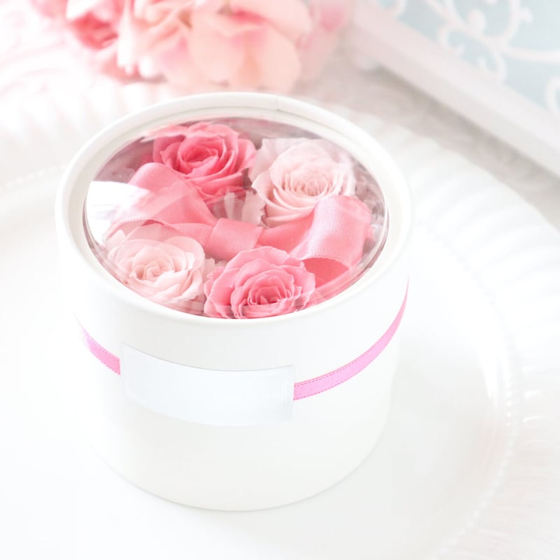 Preserved Flower】可愛いを閉じこめたピンクリボンのフラワーボックス