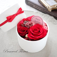 【Preserved Flower】赤いバラのおしゃれなプチフラワーボックス｜誕生日・還暦祝い・退職祝い　pre.074