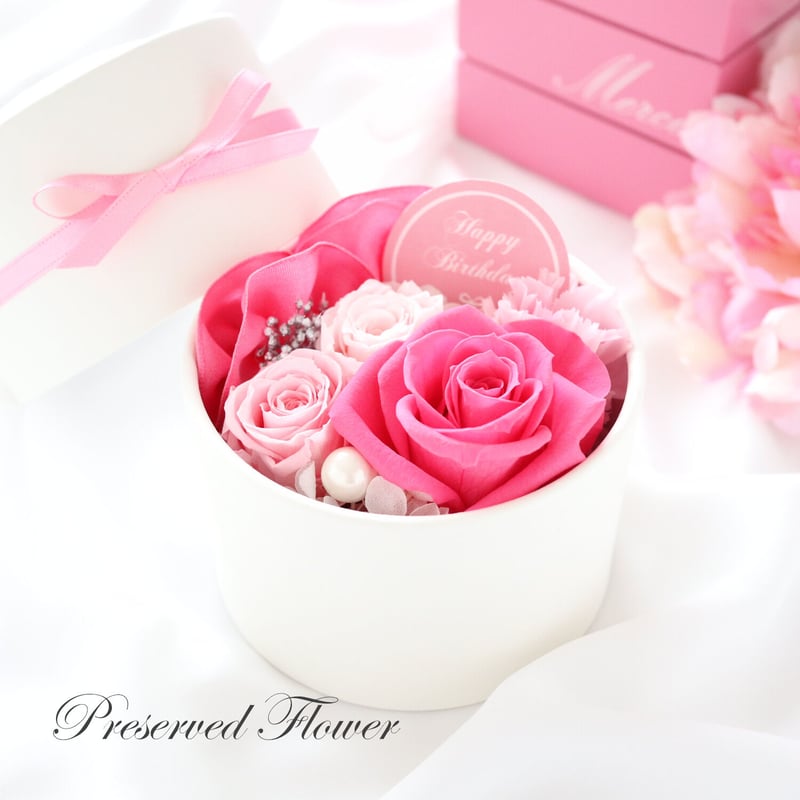 Preserved Flower】ローズピンクの華やかなプチフラワーボックス｜誕生